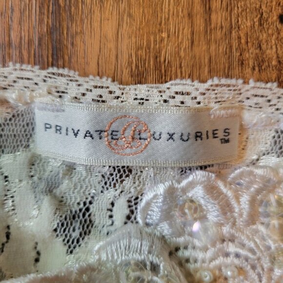 Vintage Private Luxuries White Cream Lace Pearl Beaded Slip Cami - Picture 5 of 7